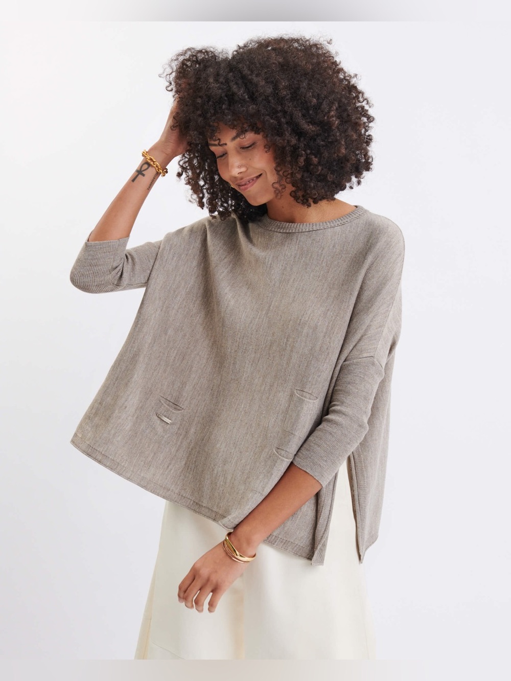 Mersea Catalina Sweater Womens One Size Poncho Driftwood